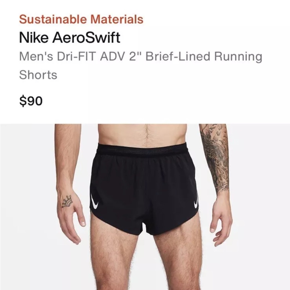 Nike Men's AeroSwift Dri-FIT ADV 2" Brief-Lined Running Shorts Large